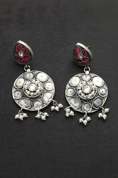 Mero Jewellery Pink Kundan Drop Pattern Studded Earrings 