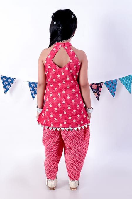 Lil Drama Floral Butti Pattern Kurta With Dhoti Pant 