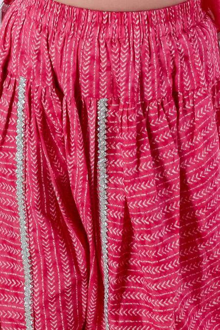 Shop_Lil Drama_Red Cotton Zari Floral Butti Pattern Kurta With Dhoti Pant _Online_at_Aza_Fashions