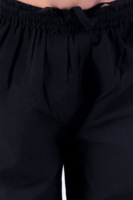 Shop_Lil Drama_Black Cotton Floral Bloom Print Bundi Kurta Set _Online_at_Aza_Fashions