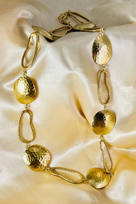 Buy Raga Baubles Gold Plated Textured Sync Necklace Online at Aza Fashions Buy_Raga Baubles_Gold Plated Textured Sync Necklace _Online_at_Aza_Fashions