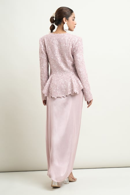 Anamika Khanna Embroidered Godet Jacket & Frill Draped Skirt 