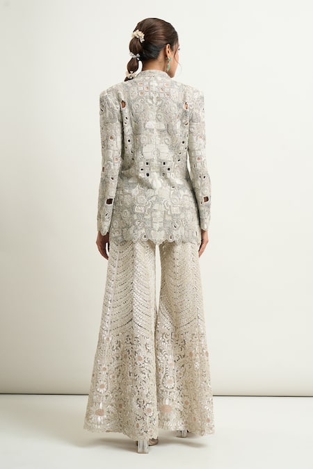 Anamika Khanna Embroidered Blazer & Bell Bottom Pant Set 