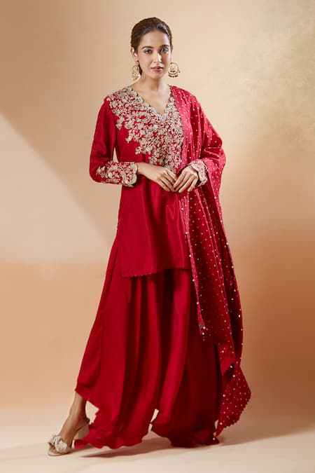 Mrunalini Rao Floral Embroidered Kurta Palazzo Set 