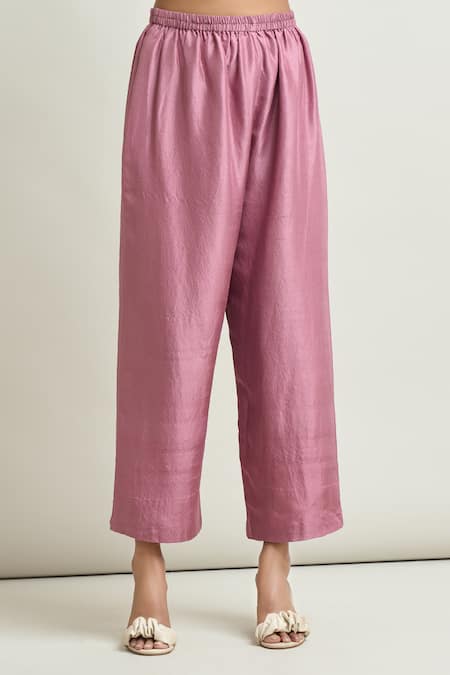 Buy_Mrunalini Rao_Pink Embroidery Scoop Neck Floral Kurta And Pant Set 