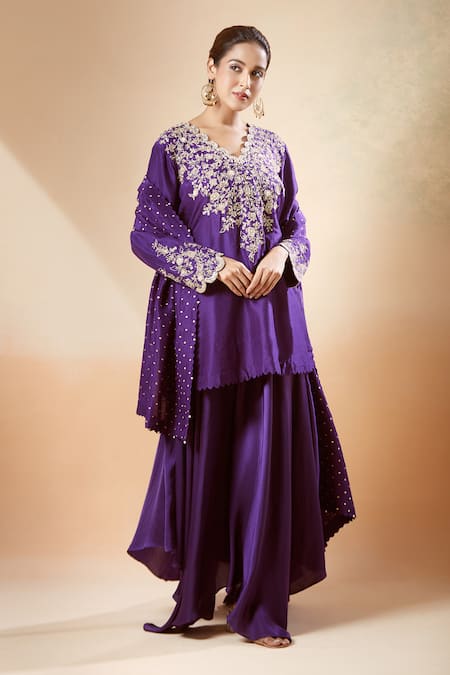 Mrunalini Rao Beej Embroidered Kurta Palazzo Set 