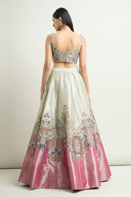 Aisha Rao Trencadis Applique Embroidered Lehenga Set 