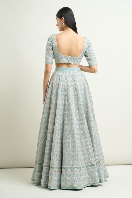 Aisha Rao Floral Zari Embroidered Lehenga Set 