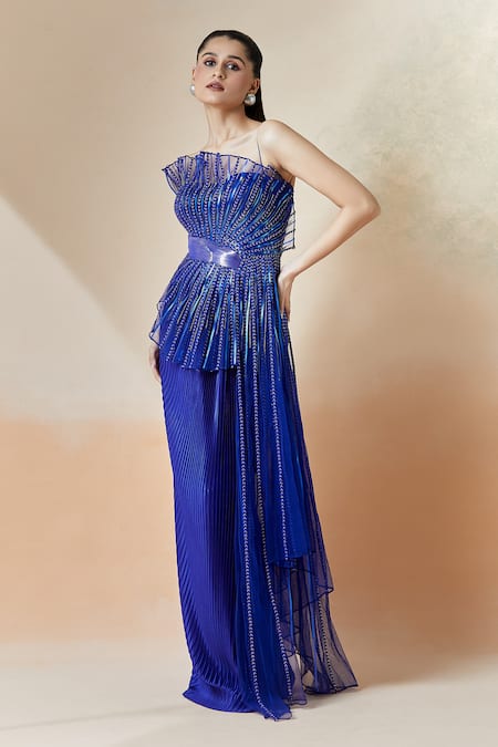 Amit Aggarwal Structured Pleated Draped Gown 