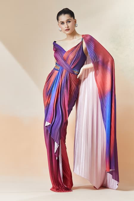 Amit Aggarwal Ombre Structured Draped Dress 