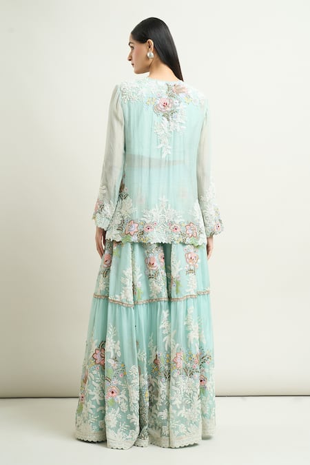 Anamika Khanna Floral Embroidered Kurta Sharara Set