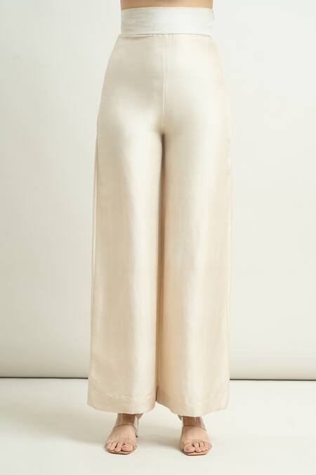 Shop_Anamika Khanna_Off White Silk Beads Collared Embroidered Long Jacket And Pant Set_Online_at_Aza_Fashions