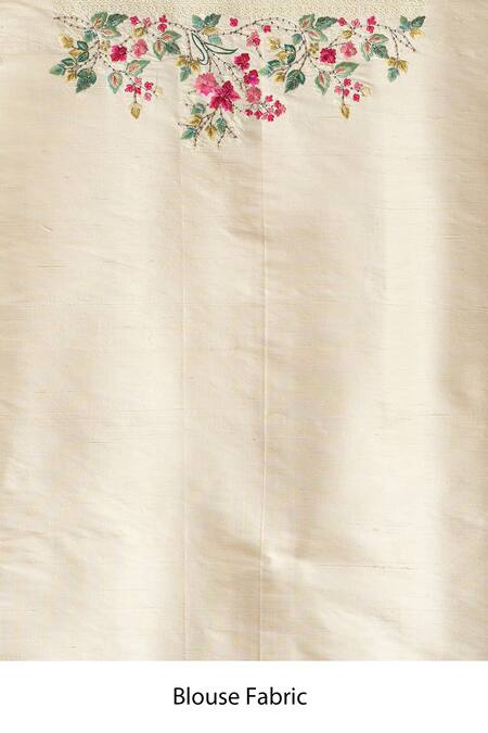 Buy_Anushree Reddy_Ivory Organza Embroidery Floral Saree With Unstitched Blouse Piece _Online_at_Aza_Fashions