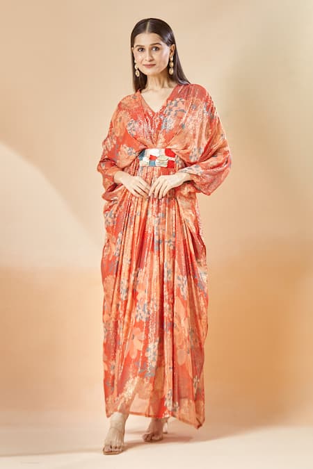 Archana Shah Moroccan Printed Shimmer Kaftan 