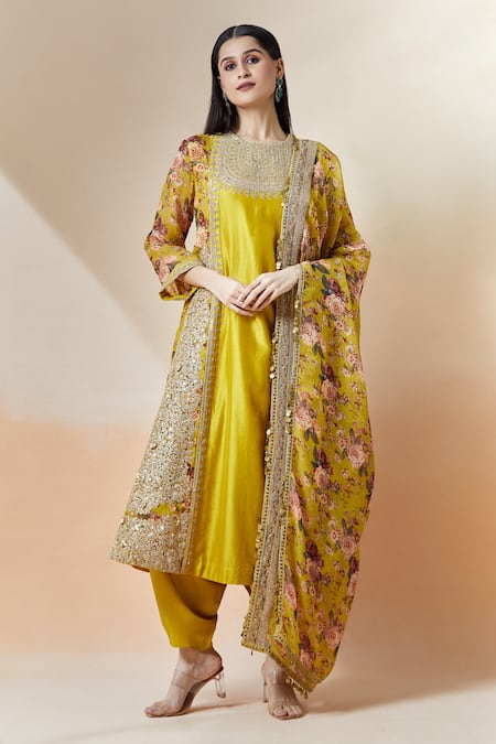 Debyani + Co Embroidered A-Line Kurta Set 