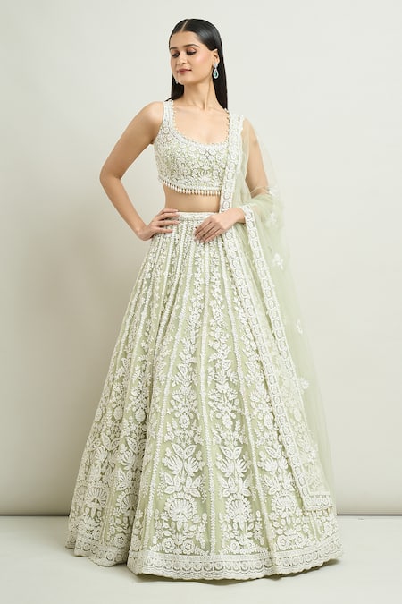 Seema Gujral Floral Embroidered Bridal Lehenga Set 