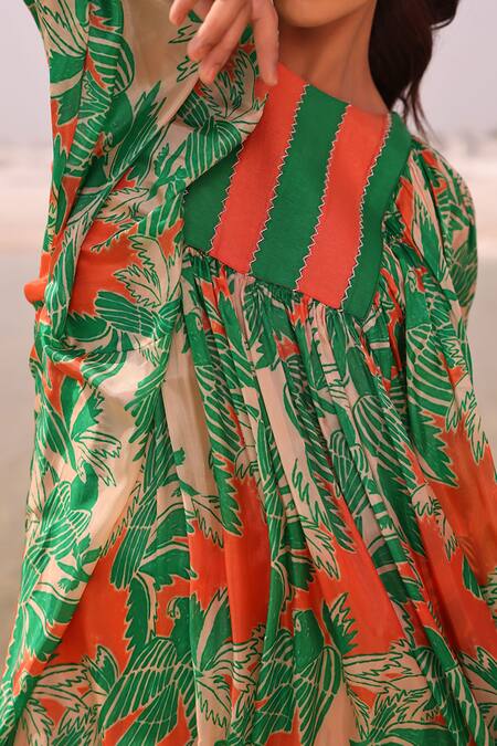 Shop Meher By Islie Pink Silk Embroidery Round Neck Parrot Paradise Print Kurta And Pant Set Online at Aza Fashions Shop_Meher By Islie_Pink Silk Embroidery Round Neck Parrot Paradise Print Kurta And Pant Set _Online_at_Aza_Fashions