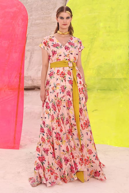 MEHER BY ISLIE Picaasso Botanical Print Gown 