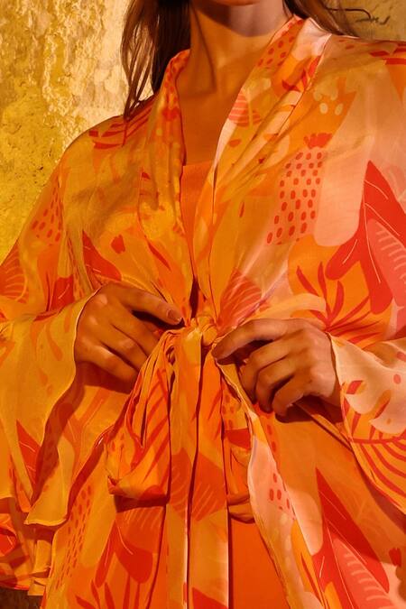 Shop Meher By Islie Pink Crepe Embroidery Shawl Neck Swiss Cheese Printed Shirt And Pant Set Online at Aza Fashions Shop_Meher By Islie_Pink Crepe Embroidery Shawl Neck Swiss Cheese Printed Shirt And Pant Set _Online_at_Aza_Fashions