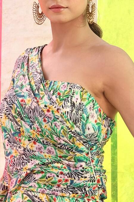 Buy Meher By Islie Multi Color Silk Asymmetric Zebrula Print Dress Online at Aza Fashions Buy_Meher By Islie_Multi Color Silk Asymmetric Zebrula Print Dress _Online_at_Aza_Fashions