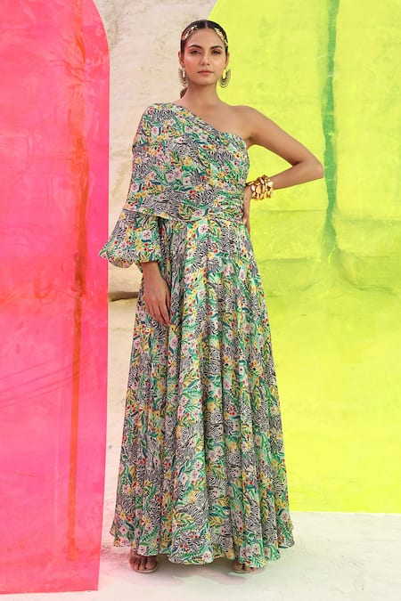 MEHER BY ISLIE Zebrula Print Dress 