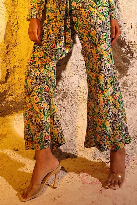 Meher By Islie Multi Color Crepe Open Neck Zebrula Print Coat Set Online at Aza Fashions Meher By Islie_Multi Color Crepe Open Neck Zebrula Print Coat Set _Online_at_Aza_Fashions