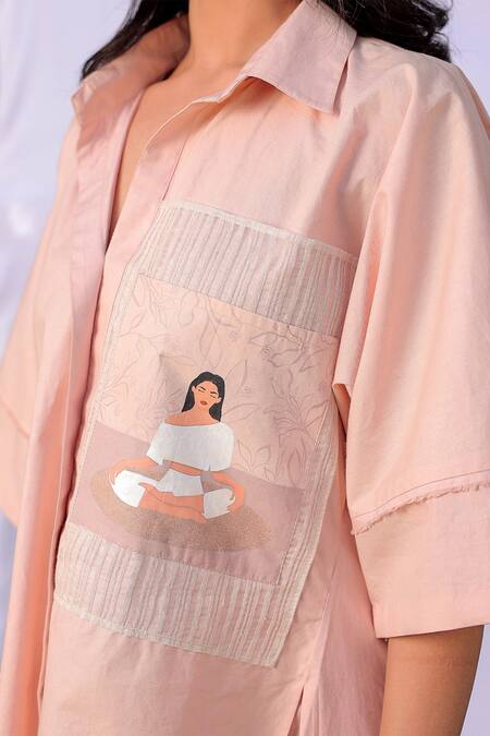 Buy Meher By Islie Beige Cotton Embroidery Collared Yoga Guru Hand Painted Shirt With Pant Online at Aza Fashions Buy_Meher By Islie_Beige Cotton Embroidery Collared Yoga Guru Hand Painted Shirt With Pant _Online_at_Aza_Fashions
