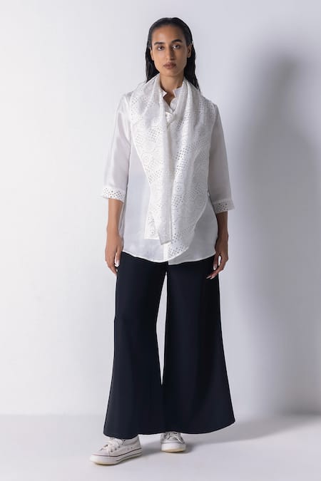 431-88 by Shweta Kapur Cutwork Scarf Attached Shirt 