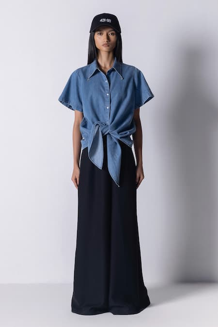 431-88 by Shweta Kapur AK Denim Front Tie Shirt 