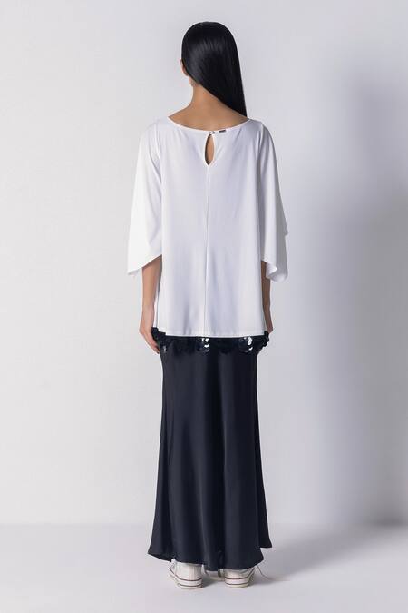 Shop 431-88 By Shweta Kapur White Crepe Sequins Round Neck Rover Embellished Top at Aza Fashions Shop_431-88 By Shweta Kapur_White Crepe Sequins Round Neck Rover Embellished Top_at_Aza_Fashions