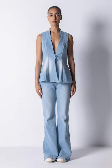 431-88 by Shweta Kapur Denim Solid Peplum Jacket 