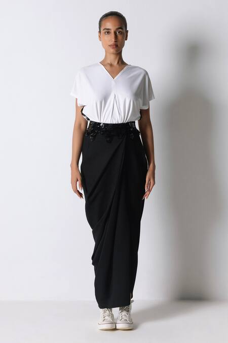 431-88 by Shweta Kapur Wave Embellished Draped Skirt 