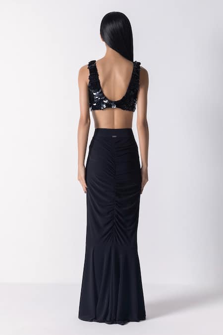 Shop 431-88 By Shweta Kapur Black Lycra Fin Ruched Skirt at Aza Fashions Shop_431-88 By Shweta Kapur_Black Lycra Fin Ruched Skirt_at_Aza_Fashions