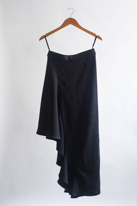 Buy_431-88 By Shweta Kapur_Black Microfiber Beads Fio Embellished Skirt_Online_at_Aza_Fashions