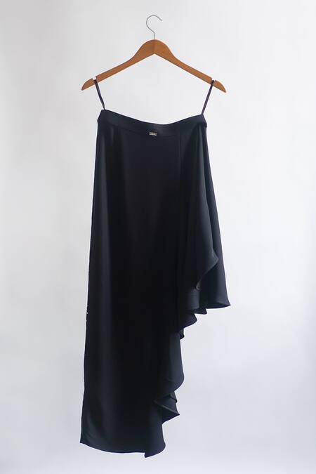 Shop_431-88 By Shweta Kapur_Black Microfiber Beads Fio Embellished Skirt_Online_at_Aza_Fashions