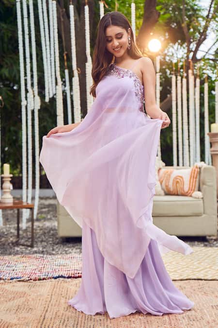 Buy Swish By Dolcy And Simran Purple Organza, Linen Sequins, Cut Periwinkle Embroidered Neckline Kaftan Set Online at Aza Fashions Buy_Swish By Dolcy And Simran_Purple Organza, Linen Sequins, Cut Periwinkle Embroidered Neckline Kaftan Set _Online_at_Aza_Fashions