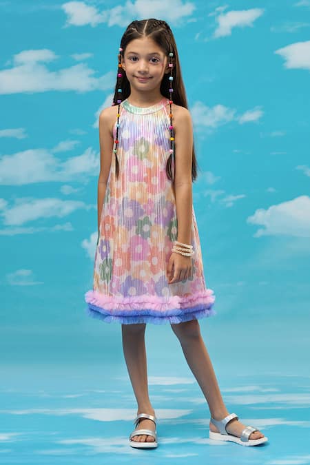 LIL DRAMA Pleated Frilled Hem Dress 