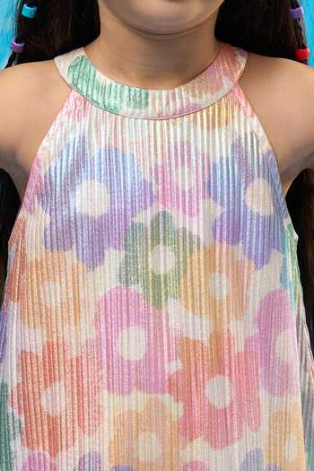 Shop_Lil Drama_Multi Color Polyester, Linen Sequins Pleated Frilled Hem Dress _Online_at_Aza_Fashions