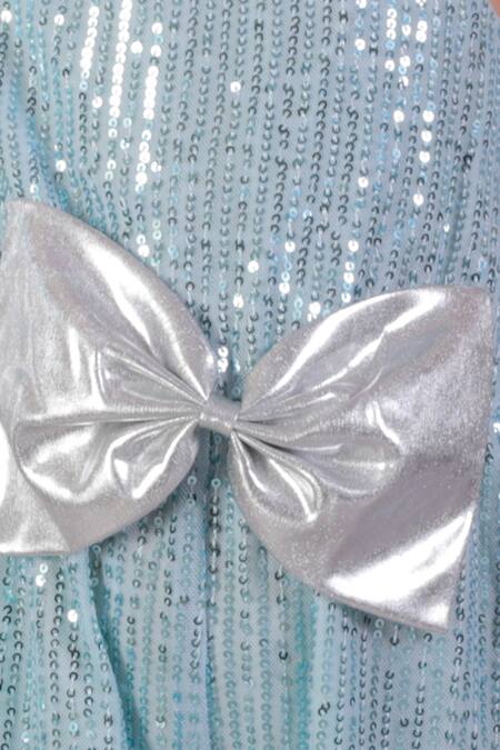 Buy Lil Drama Blue Polyester Bows Sequin Embroidered One-shoulder Jumpsuit Online at Aza Fashions Buy_Lil Drama_Blue Polyester Bows Sequin Embroidered One-shoulder Jumpsuit _Online_at_Aza_Fashions
