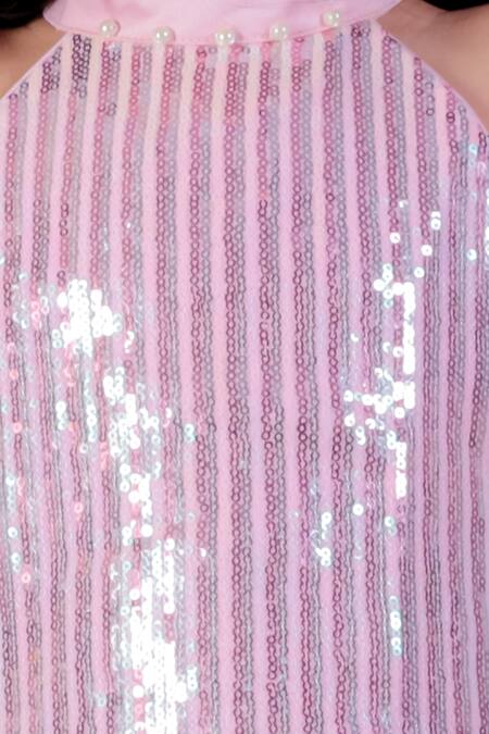 Shop Lil Drama Pink Polyester, Cotton Sequins Floral Printed Top And Pant Set Online at Aza Fashions Shop_Lil Drama_Pink Polyester, Cotton Sequins Floral Printed Top And Pant Set _Online_at_Aza_Fashions