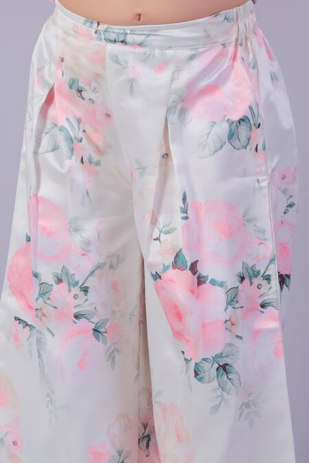 Lil Drama Pink Polyester, Cotton Sequins Floral Printed Top And Pant Set at Aza Fashions Lil Drama_Pink Polyester, Cotton Sequins Floral Printed Top And Pant Set _at_Aza_Fashions