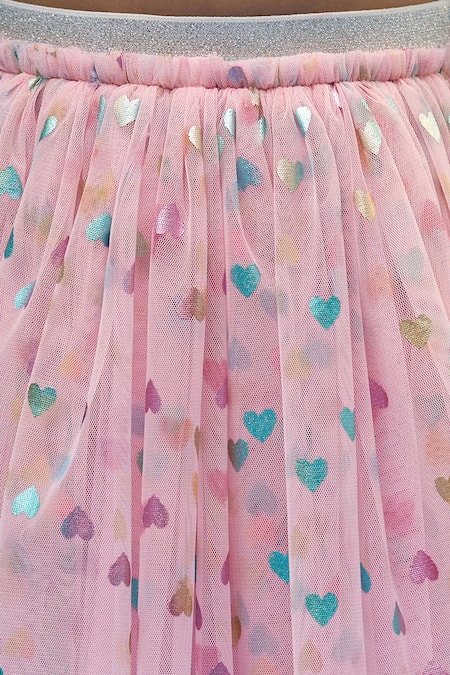 Lil Drama_Blue Polyester, Satin Embroidery, Foil Halter Neck Floral Top And Skirt Set _at_Aza_Fashions