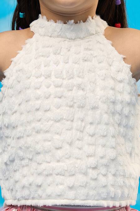 Shop Lil Drama Pink Polyester Textured Top And Skirt Set Online at Aza Fashions Shop_Lil Drama_Pink Polyester Textured Top And Skirt Set _Online_at_Aza_Fashions