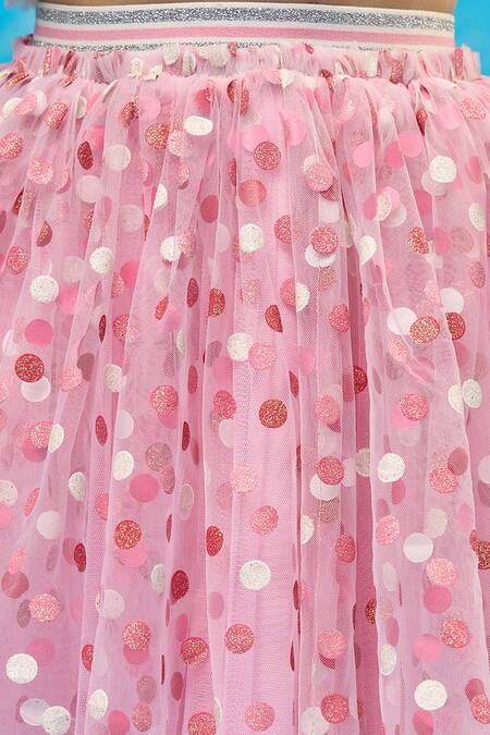 Lil Drama Pink Polyester Textured Top And Skirt Set at Aza Fashions Lil Drama_Pink Polyester Textured Top And Skirt Set _at_Aza_Fashions