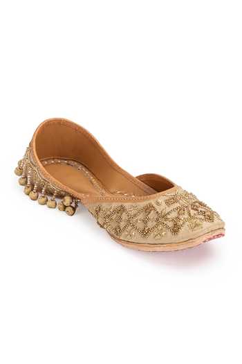 Shop_5elements_Gold Cutdana Shailaja Embroidered Juttis _Online_at_Aza_Fashions