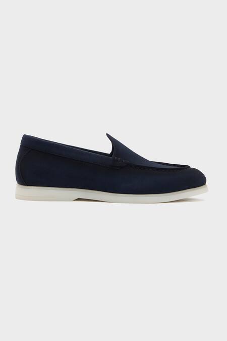 Buy_Nauvab_Blue Navy Leather Floaters _Online_at_Aza_Fashions