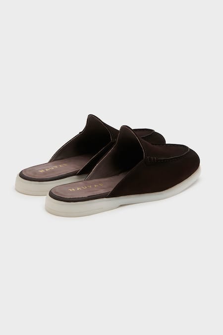 Nauvab_Brown Choco Leather Mojris _Online_at_Aza_Fashions