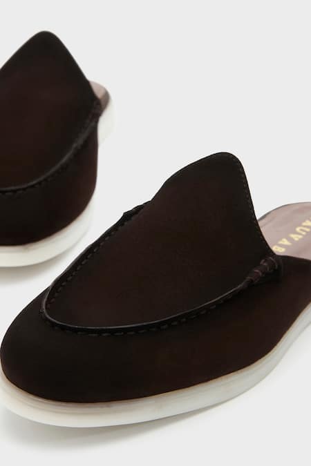 Shop_Nauvab_Brown Choco Leather Mojris _Online_at_Aza_Fashions
