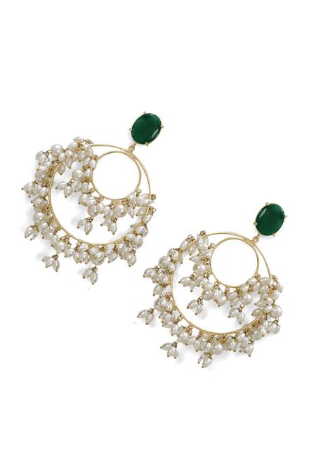 Xago_Green Pearls, Stones Le Harmonia Chandbalis _Online_at_Aza_Fashions