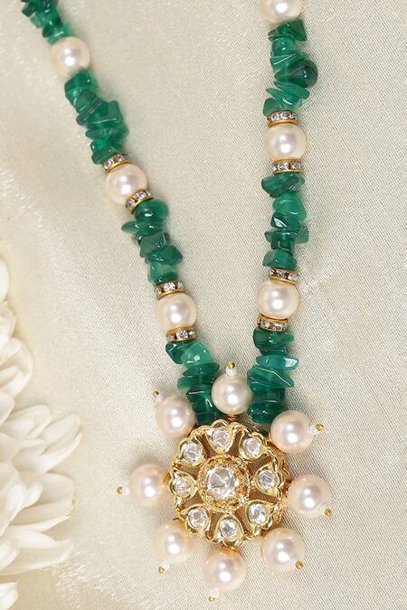 Buy Xago Green Le Damaris Onyx Kundan Embellished Necklace Online at Aza Fashions Buy_Xago_Green Le Damaris Onyx Kundan Embellished Necklace _Online_at_Aza_Fashions